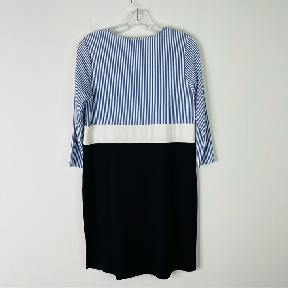 J. Jill blue white striped coastal nautical color block stretchy midi dress XS - Picture 6 of 6